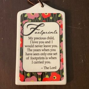 4/$20 Footprints the Lord's Prayer Small Trivet Wall Hanging Decor Only Vintage
